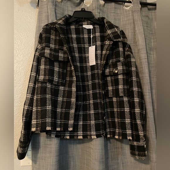 Shikitty Shacket Black and Brown Plaid Cropped Jacket - Picture 3 of 3